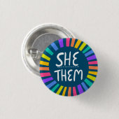 Badge Rond 2,50 Cm ELLE / EUX Pronounounounes Rainbow Handlettered Pr (Devant & derrière)