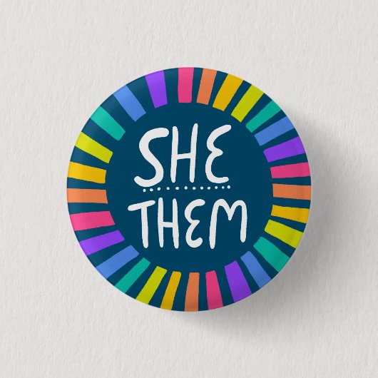 Badge Rond 2,50 Cm ELLE / EUX Pronounounounes Rainbow Handlettered Pr (Devant)