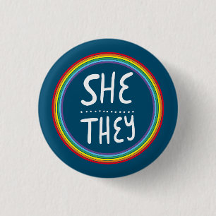Badge Rond 2,50 Cm ELLE/ILS Prononononononononons Arc-en-ciel minimal