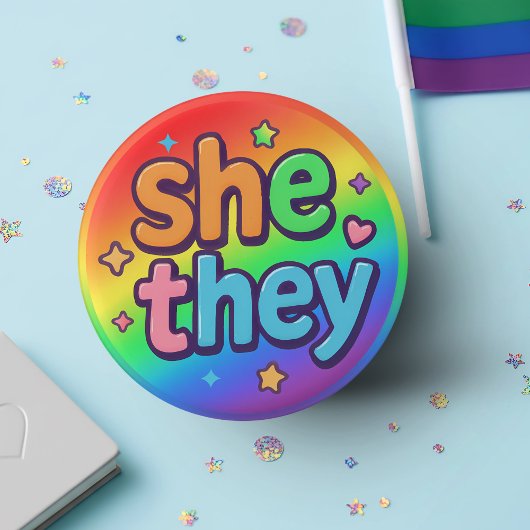 Badge Rond 2,50 Cm Elle/Ils Prononononounes Inclusive LGBTQ+ Pride Ac