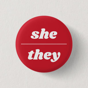 Badge Rond 2,50 Cm Elle/Ils Pronoun Pin, Bouton De 1¼ Pouce