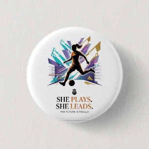 Badge Rond 2,50 Cm Elle Joue Elle Dirige Future Star Du Football Fémi