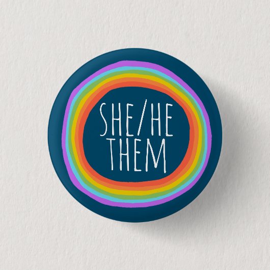 Badge Rond 2,50 Cm ELLE/LUI/EUX Pronononounes Cercle arc-en-ciel colo (Devant)
