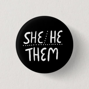 Badge Rond 2,50 Cm ELLE/LUI/EUX Pronouns Fierté manutentionnée mini