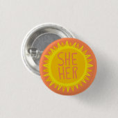 Badge Rond 2,50 Cm ELLE / Ses Pronononouns Sunshine Pride handlettré (Devant & derrière)
