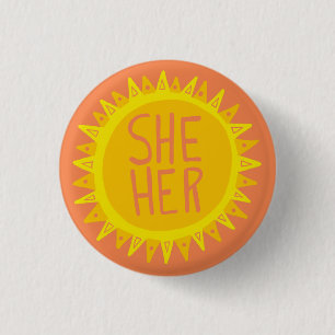Badge Rond 2,50 Cm ELLE / Ses Pronononouns Sunshine Pride handlettré