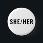 Badge Rond 2,50 Cm Elle Son Genre Pronounounounounours noir et blanc<br><div class="desc">Elle Son Genre Pronouns noir et blanc minimaliste minimaliste simple bouton épingle. Texte noir personnalisable,  arrière - plan blanc. Gay pride Lgbtq</div>