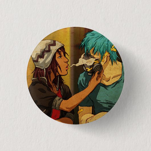 Badge Rond 2,50 Cm Elle souffle mon amplificateur (Devant)