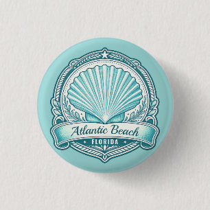 Badge Rond 2,50 Cm Emblème côtier d'Atlantic Beach FL coquillage
