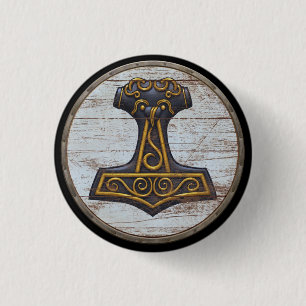 Badge Rond 2,50 Cm Emblème de bouclier de Viking - le marteau du Tho