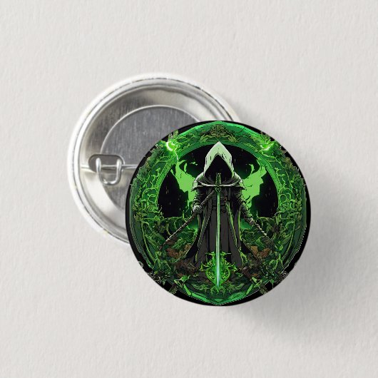 Badge Rond 2,50 Cm Emblème de faucheuse en vert6 (Devant & derrière)