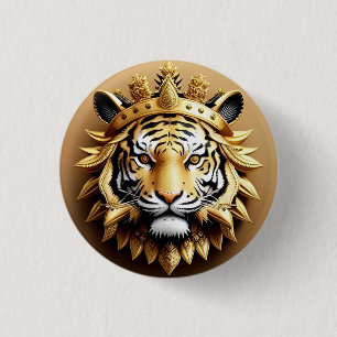 Badge Rond 2,50 Cm Emblème de la crête du tigre doré