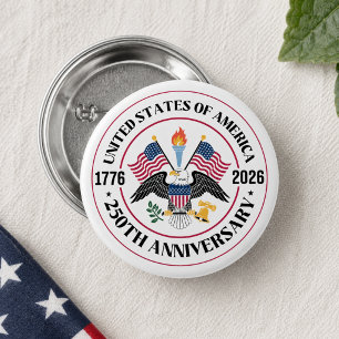 Badge Rond 2,50 Cm Emblème de l'aigle patriotique pour le 250e annive