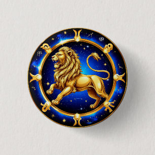 Badge Rond 2,50 Cm Emblème du zodiaque Lion