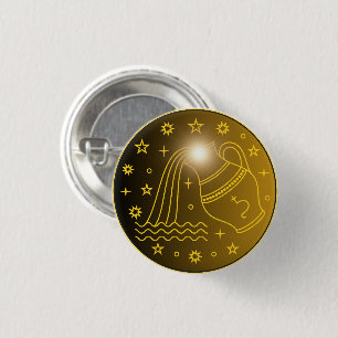 Badge Rond 2,50 Cm Emblème du Zodiaque Verseau   Symbole Céleste Mini