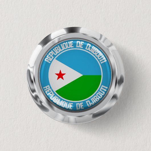 Badge Rond 2,50 Cm Emblème rond de Djibouti (Devant)