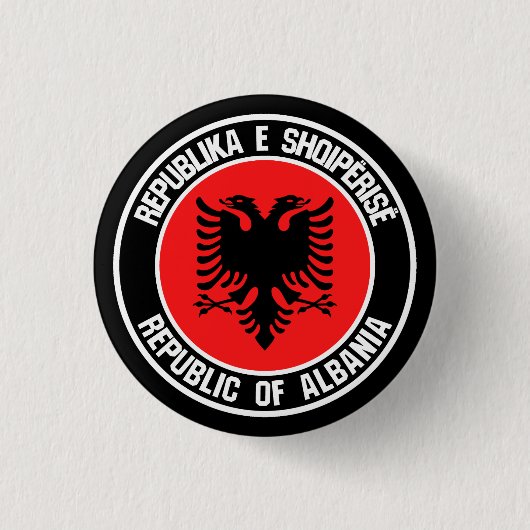 Badge Rond 2,50 Cm Emblème rond de l'Albanie (Devant)