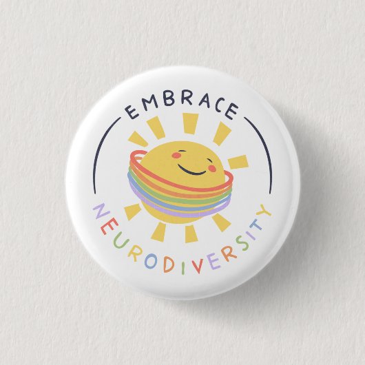 Badge Rond 2,50 Cm Embrasser la neurodiversité Soleil autistique (Devant)