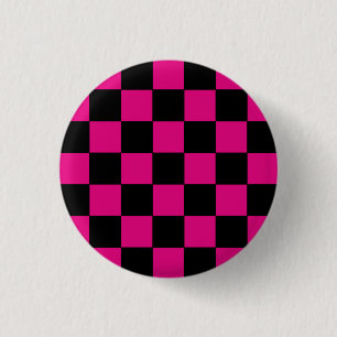 Badge Rond 2,50 Cm Emo Pink & Black Checkerboard
