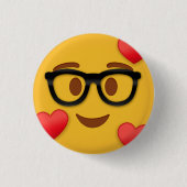 Badge Rond 2,50 Cm émoticône nerd avec coeur (Devant)