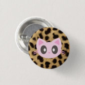 Badge Rond 2,50 Cm empreinte de léopard kawaii kitty (Devant & derrière)