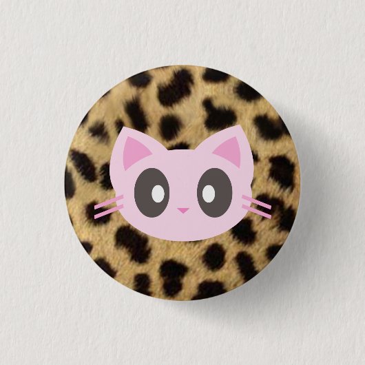 Badge Rond 2,50 Cm empreinte de léopard kawaii kitty (Devant)