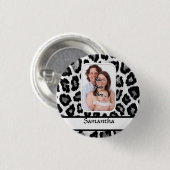 Badge Rond 2,50 Cm Empreinte de léopard noir et blanc (Devant & derrière)
