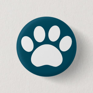 Badge Rond 2,50 Cm Empreinte de patte : Bouton bleu