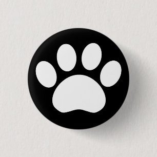 Badge Rond 2,50 Cm Empreinte de patte : Bouton noir