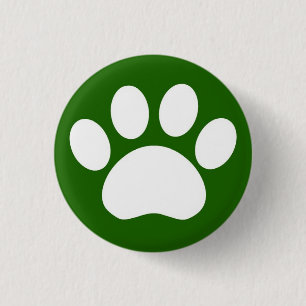 Badge Rond 2,50 Cm Empreinte de patte : Bouton vert