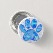 Badge Rond 2,50 Cm Empreinte de patte d'aquarelle bleu (Devant & derrière)
