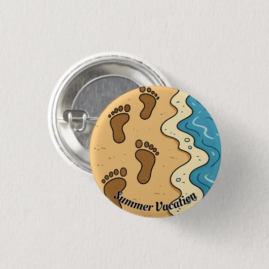 Badge Rond 2,50 Cm Empreintes dans le sable (Devant & derrière)