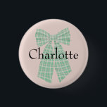 Badge Rond 2,50 Cm En vichy personnalisées Coquette romantique Bow Bl<br><div class="desc">Jolie fille,  arc féminin. en vichy design arc-en-cheveux pour un romantique moderne en style romance de l'époque de régence de coeur.</div>