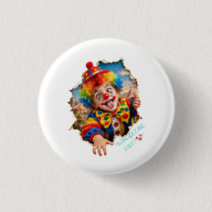 Badge Rond 2,50 Cm Enfant Clown Drôle Qui Se Libère