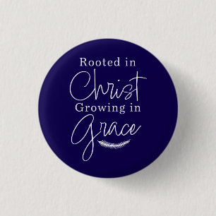 Badge Rond 2,50 Cm Enraciné dans le Christ Croissant en Grâce Coloré
