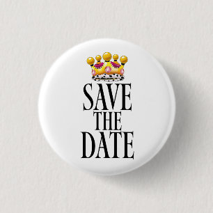 Badge Rond 2,50 Cm Enregistrer la couronne du mariage Date