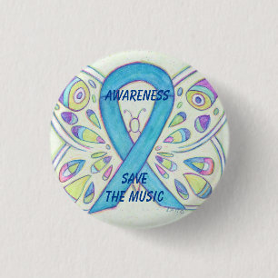 Badge Rond 2,50 Cm Enregistrer la musique Blue Butterfly Awareness Ri