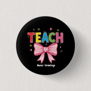 Badge Rond 2,50 Cm Enseigner Coquette Bow Crayon Enseignant Enfants D