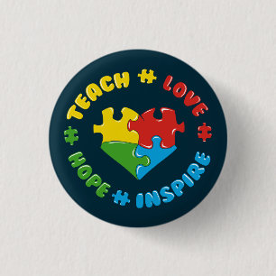Badge Rond 2,50 Cm Enseigner l'espoir d'amour inspire Sensibilisation