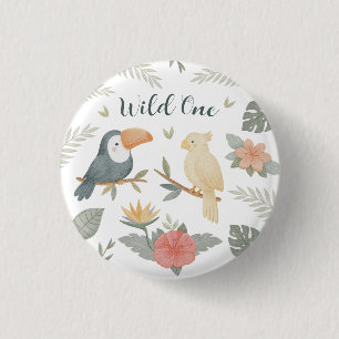 Badge Rond 2,50 Cm Épingle à bouton Safari Anniversaire Tropical Wild