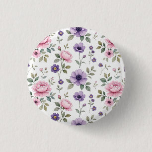 Badge Rond 2,50 Cm Épingle à fleur botanique romantique