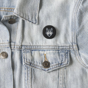 Badge Rond 2,50 Cm Épingle à tête de loup solitaire féroce