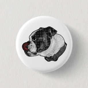 Badge Rond 2,50 Cm Épingle Bulldog Cerise