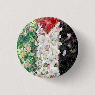 Badge Rond 2,50 Cm Épingle de bouton de carte de Palestine florale -