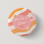 Badge Rond 2,50 Cm Épingle de fête de bachelorette rétro rose Amoureu (Devant)