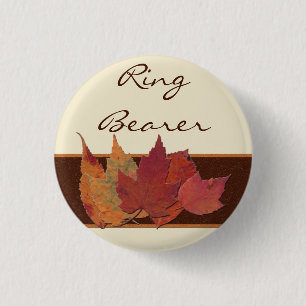 Badge Rond 2,50 Cm Épingle de mariage Brown orange ivoire séché Feuil