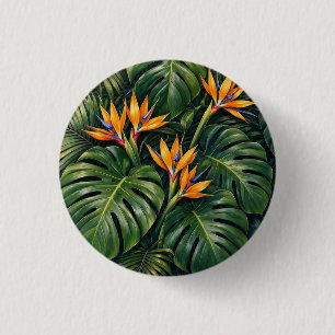 Badge Rond 2,50 Cm Épingle florale oiseau de paradis tropical