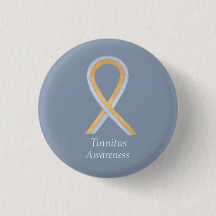 Badge Rond 2,50 Cm Épingle personnalisée Ruban de sensibilisation Or/