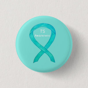 Badge Rond 2,50 Cm Épingle Turquoise de ruban de sensibilisation de T