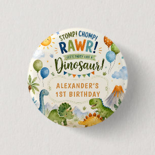 Badge Rond 2,50 Cm Épinglette de bouton d'anniversaire de dinosaure m